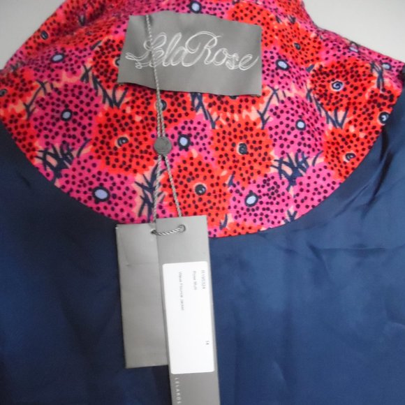 $2190 Lela Rose Wave Flounce Peplum Floral Pink Blazer Button Jacket Light Coat - Picture 10 of 12